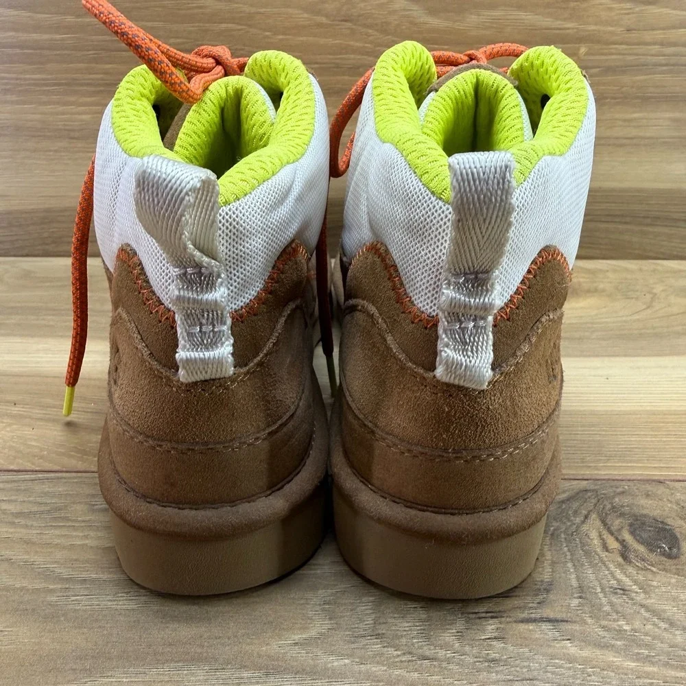 UGG Highland Sneaker Boot Womens 7 Chestnut Orange Neon Yellow High Top Sneakers